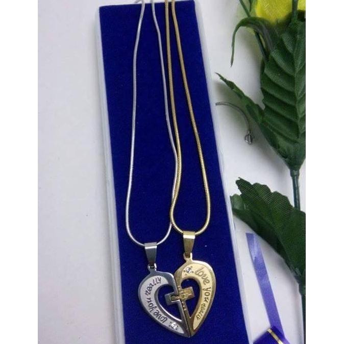 Kalung Salib Couple Gold Silver Titanium