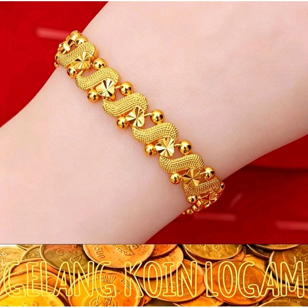 KOIN ASLI gelang tangan Hongkong gold koin 1991-1992 perhiasan wanita dewasa anti luntur dan karat A