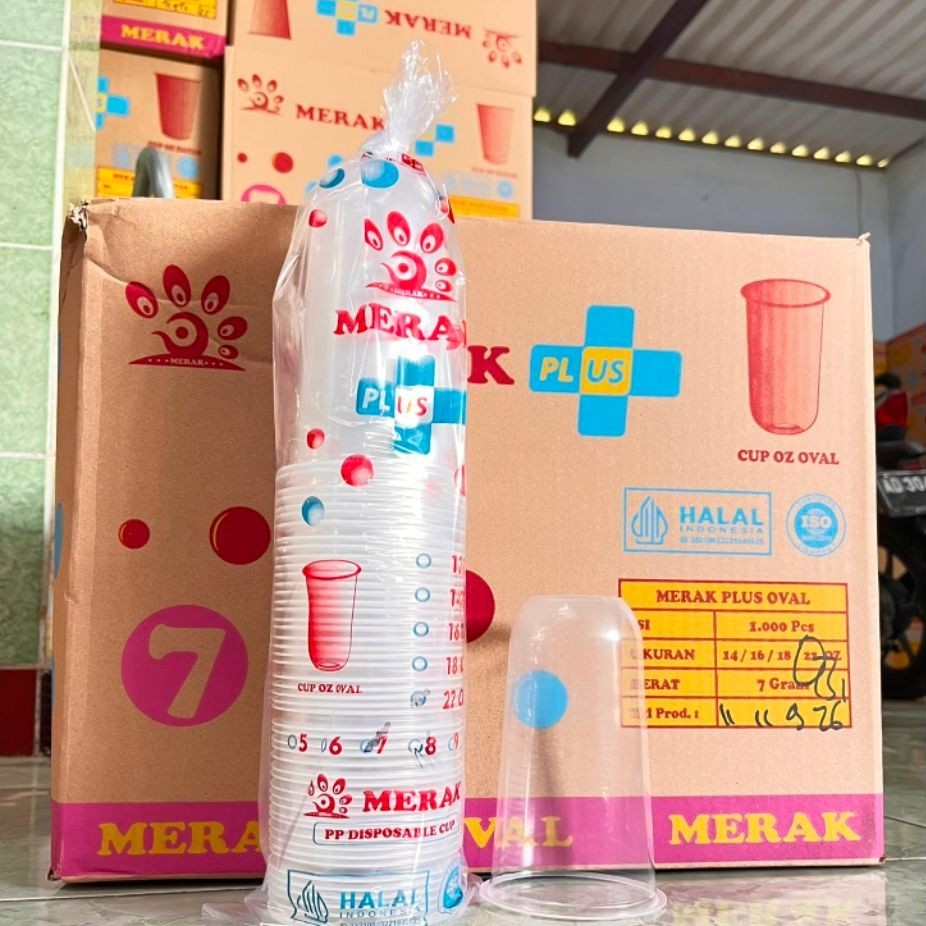 Tempat Wadah Minuman Cup Plastik Es Teh Jumbo MERAK OVAL 22/7