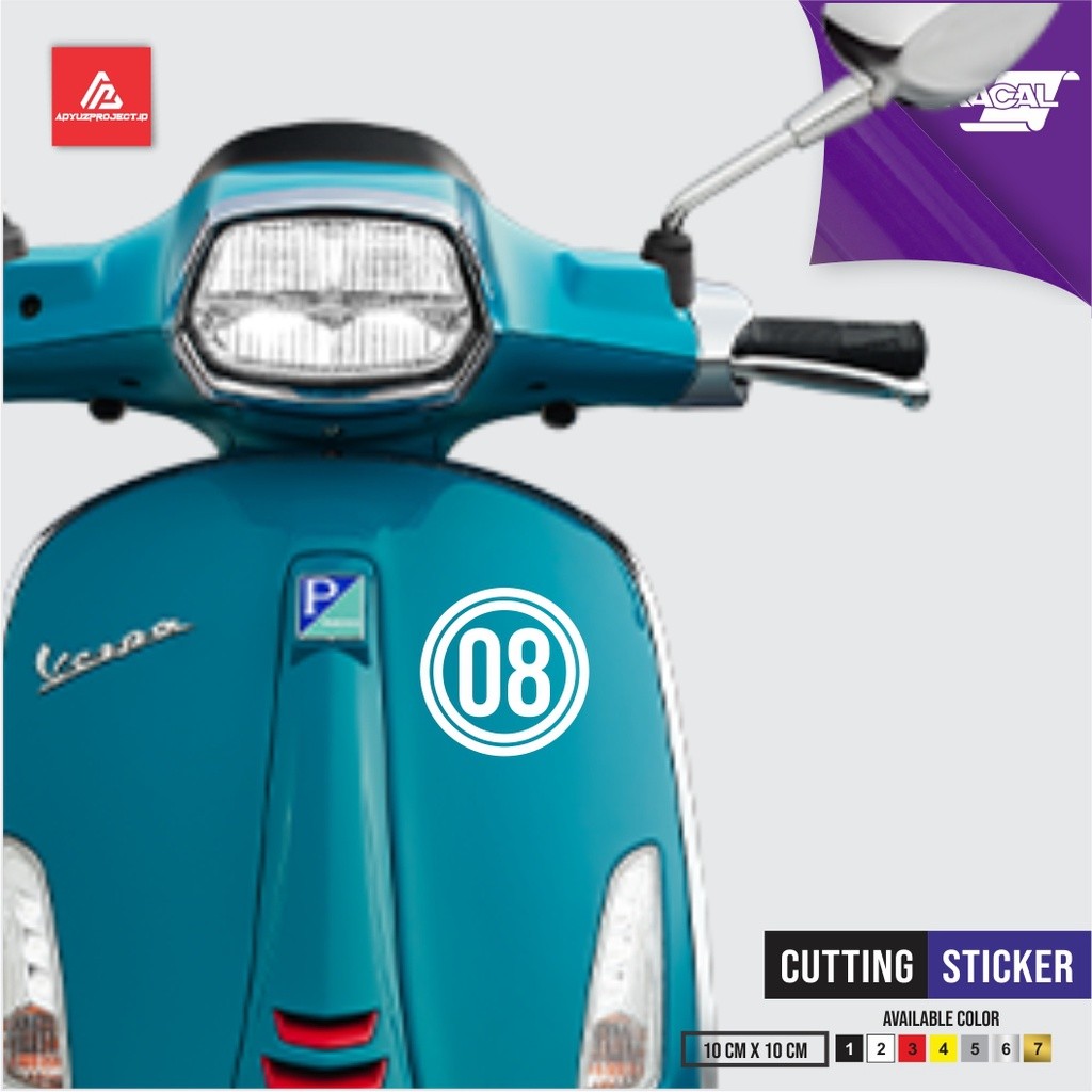 NOMOR VESPA CUSTOM BODY TAMENG DEPAN Stiker Sticker Cutting Mobil Motor Vespa Scoopy Vino Vario Beat