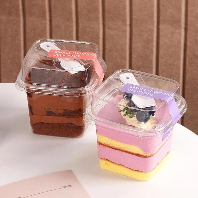 10pcs KOREAN dessert box + SENDOK cup kotak box dessert cake tiramisu cup dessert