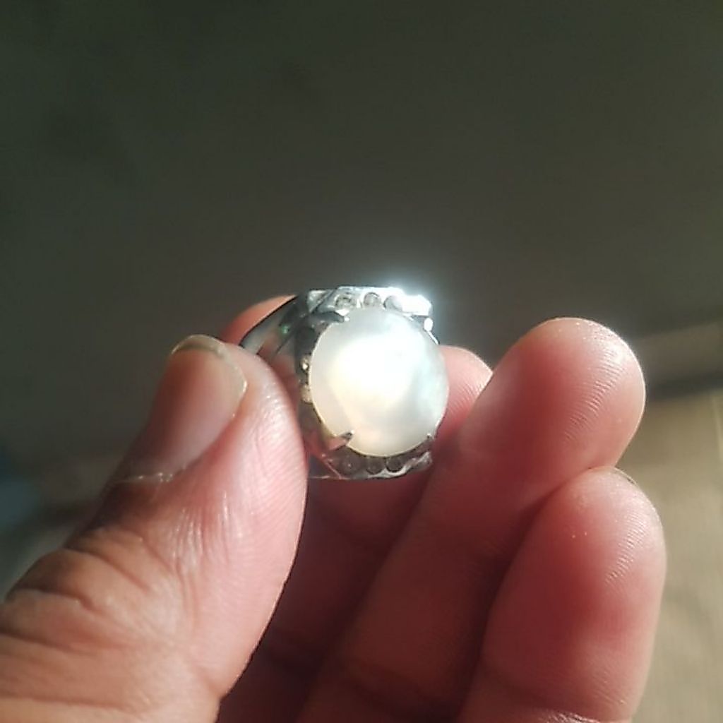 Batu Biduri Bulan Air Beras Natural dim 20 rjng titanium uk8