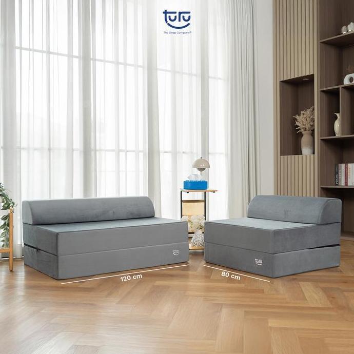 DEVAN_MORE - TURU SOFA BED 2IN1 UK. 120X190 TURU MINIMALIS GREY / TRIFOLD KASUR SOFA