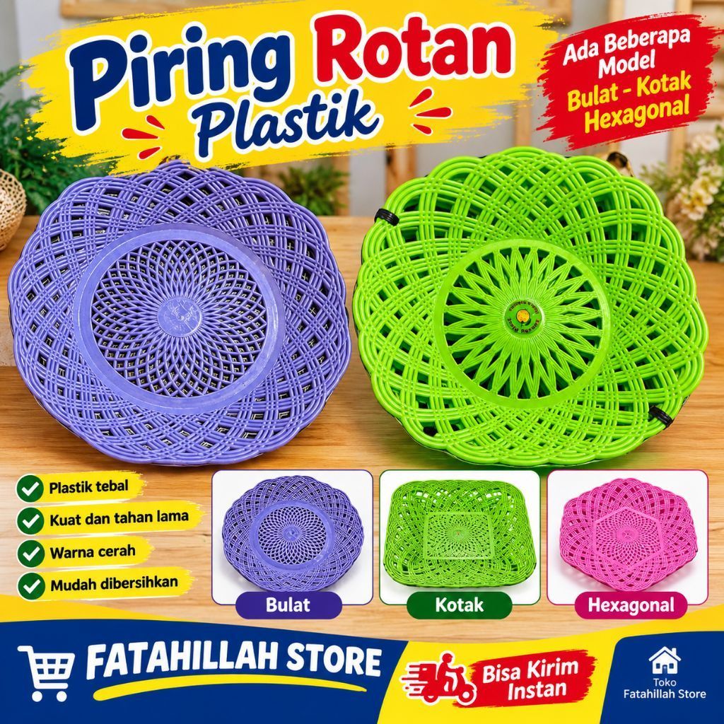 PIRING ROTAN PLASTIK PIRING MAKAN PIRING ROTAN PLASTIK PIRING ANYAM PLASTIK