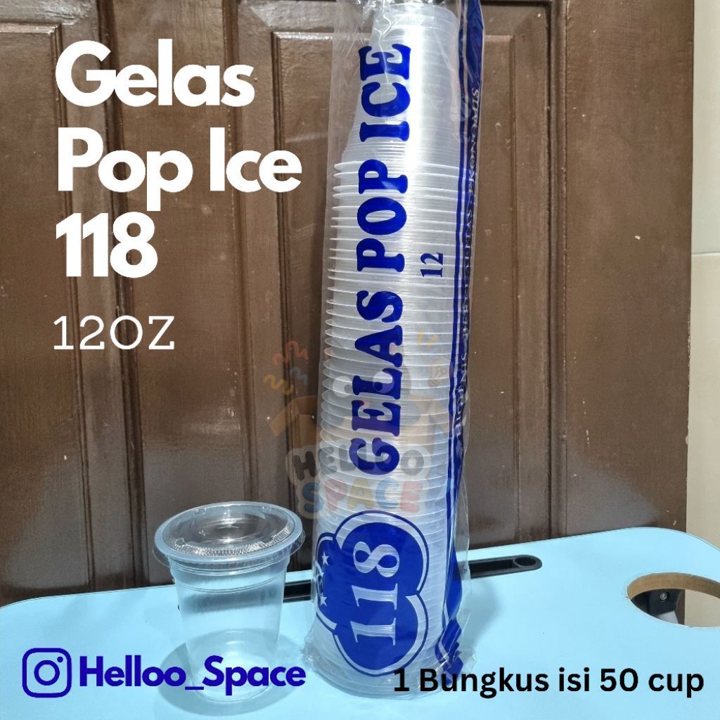Gelas Pop Ice 118 12Oz 12 Cup Gelas Plastik Transparan untuk Es Teh Es Kopi