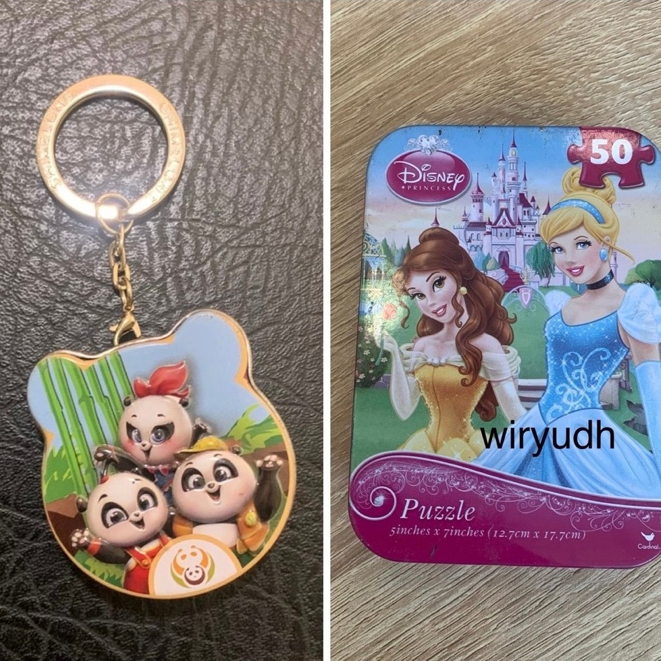 Kaleng Disney Princess puzzle Disney Tin toy ganci kaleng tin box wadah kaleng Panda tin keychain