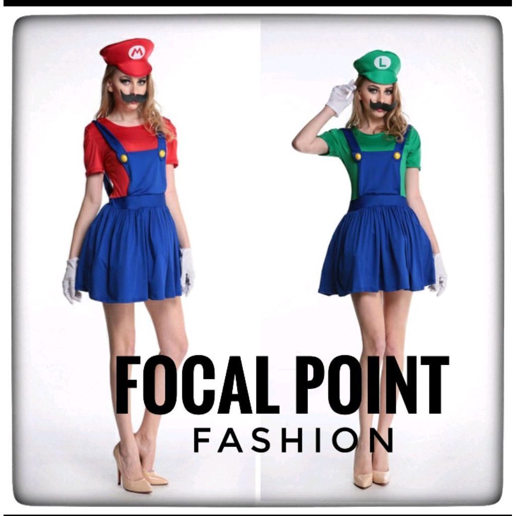 kostum super Mario Bros wanita dewasa