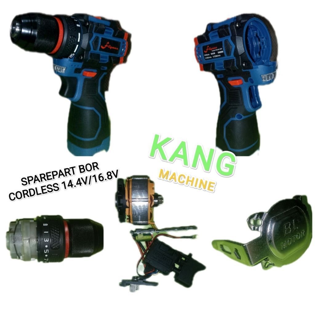 sparepart bor baterai / bor cordless fligman 14.4V 16.8V casing body chuck gearbox switch sakelar di