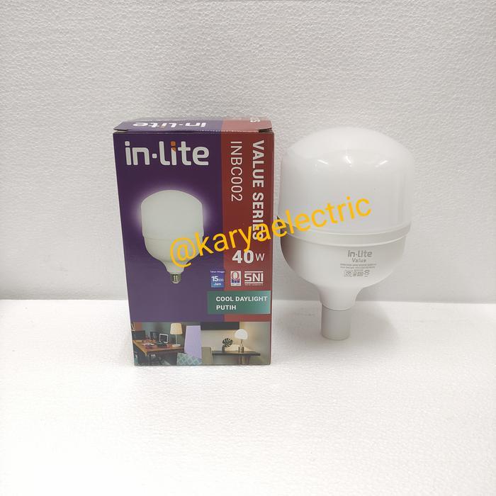 LAMPU LED BULB IN LITE IN-LITE VALUE 40WATT 40W PUTIH INBC002