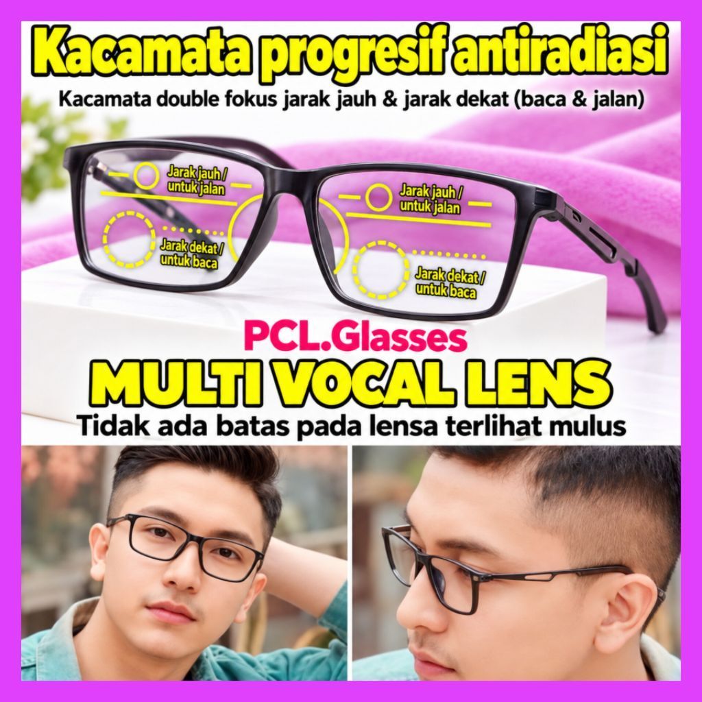 Paket Kacamata Pria Lensa Progresif Antiradiasi | Kacamata Antiradiasi Progresif | Kacamata Progresi