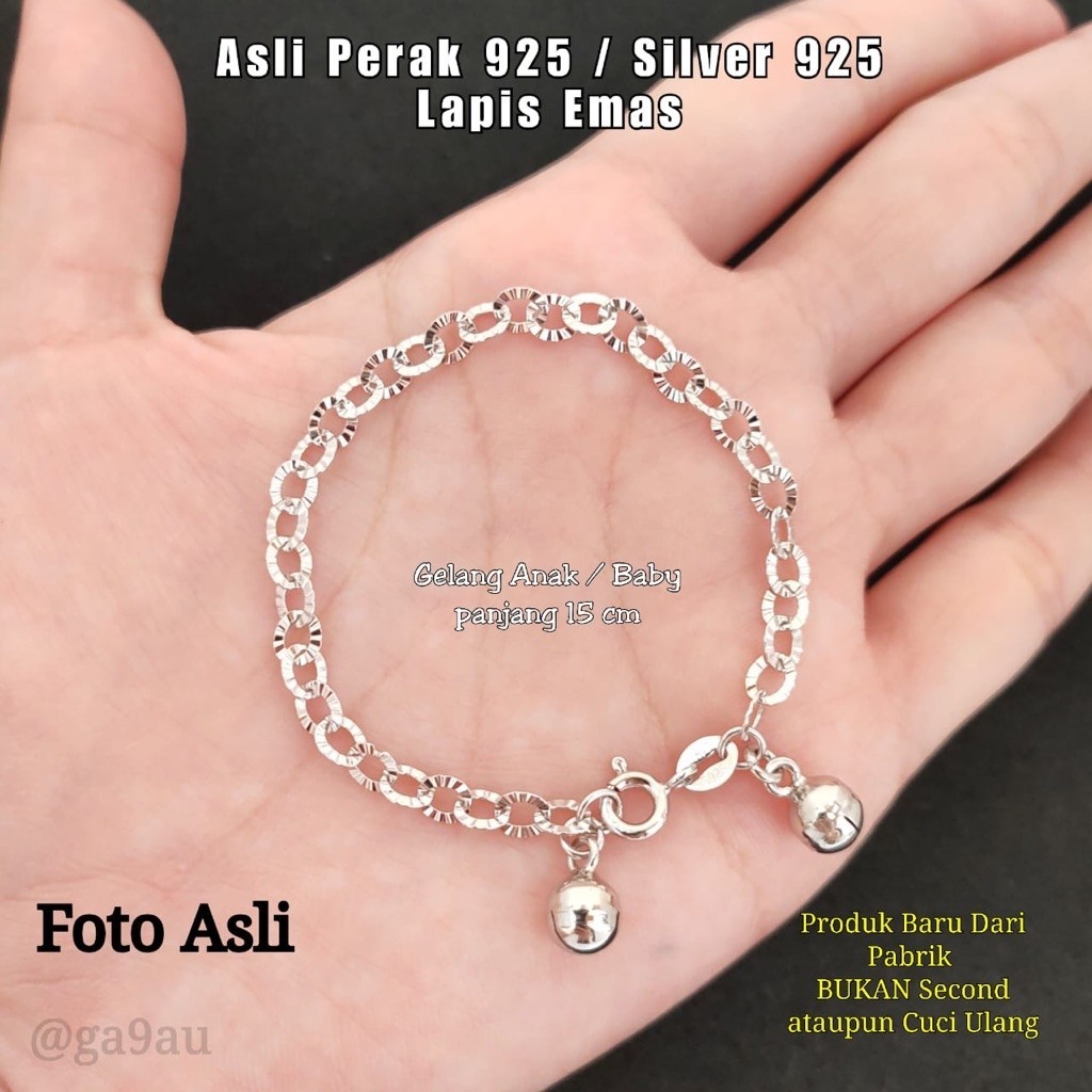 Gelang Tangan Anak Bayi Perak Asli Silver 925 Lapis Emas Putih Awet Anti Karat Kuda Pony Unicorn
