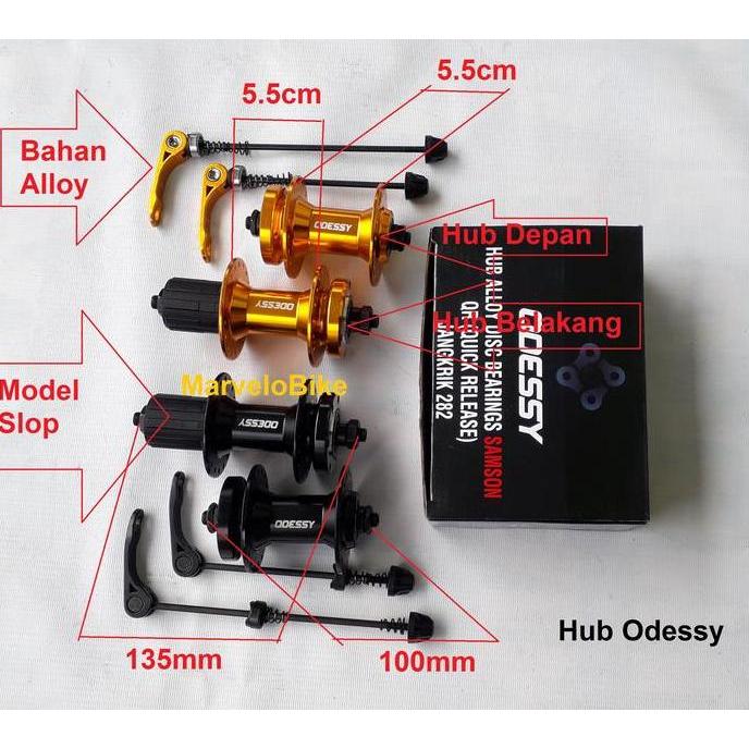 Hub Sepeda Odessy 36 Hole Bearing Alloy - Red / Gold