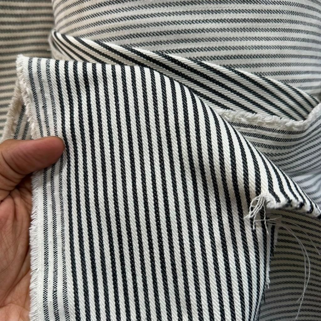 HARGA/0,5 M | BAHAN HICKORY / KAIN HICKORY / KAIN LEVIS MOTIF  BAHAN GARIS SALUR BAHAN DENIM METERAN