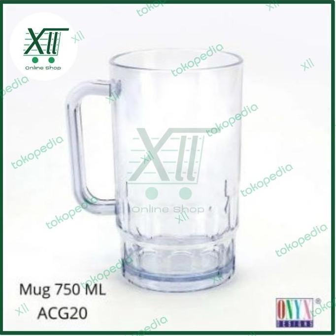 ONYX ACG20 MUG GLASS FROSTY Set 6 Pcs Gelas Mug Plastik 750 ml BISA GRAB!
