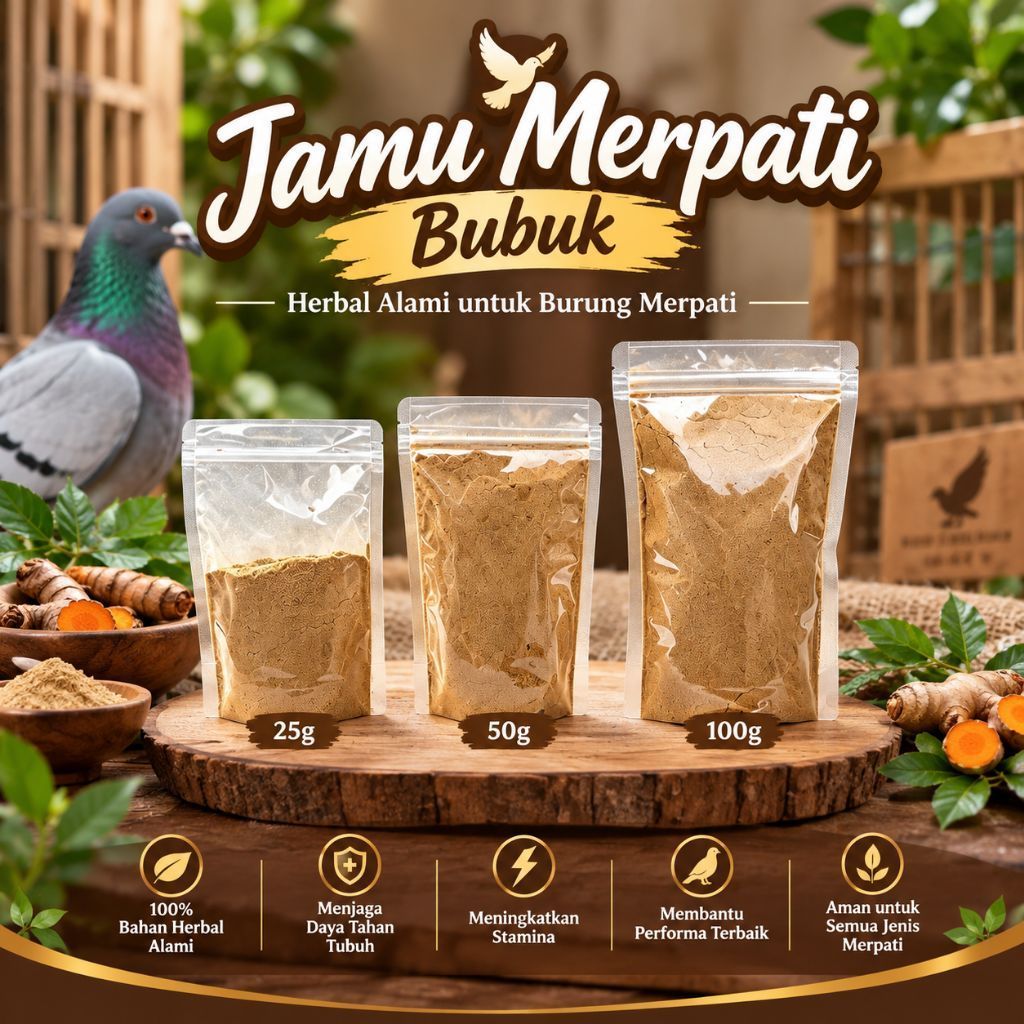 Jamu Merpati BUBUK Herbal / Jamu Merpati Serbuk (untuk semua jenis merpati)