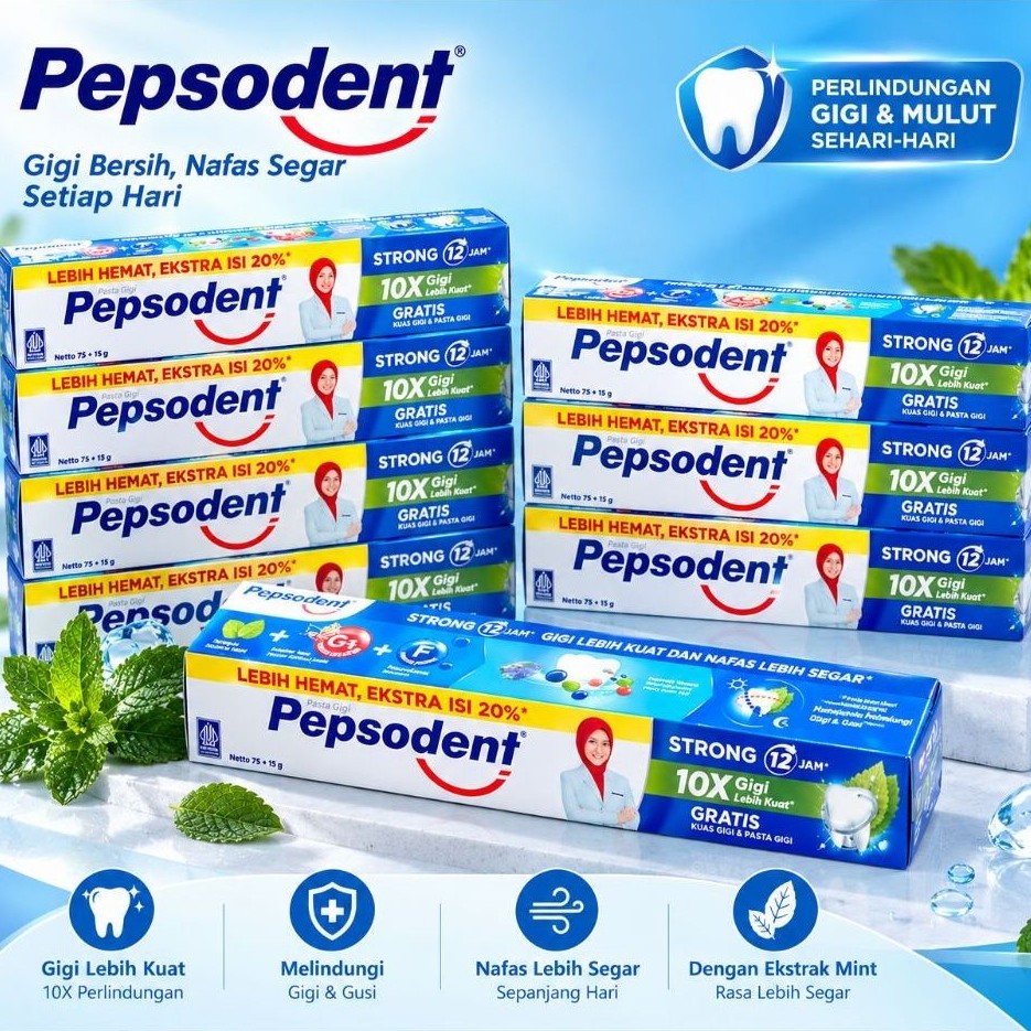 PAKET ISI 12 PCS PEPSODENT 75+15gr