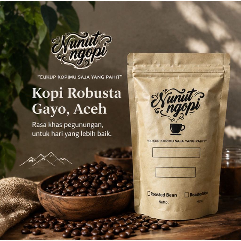 Robusta Gayo Aceh Murni 100% |Kopi bubuk Murni | Kopi biji Murni 100% 200g