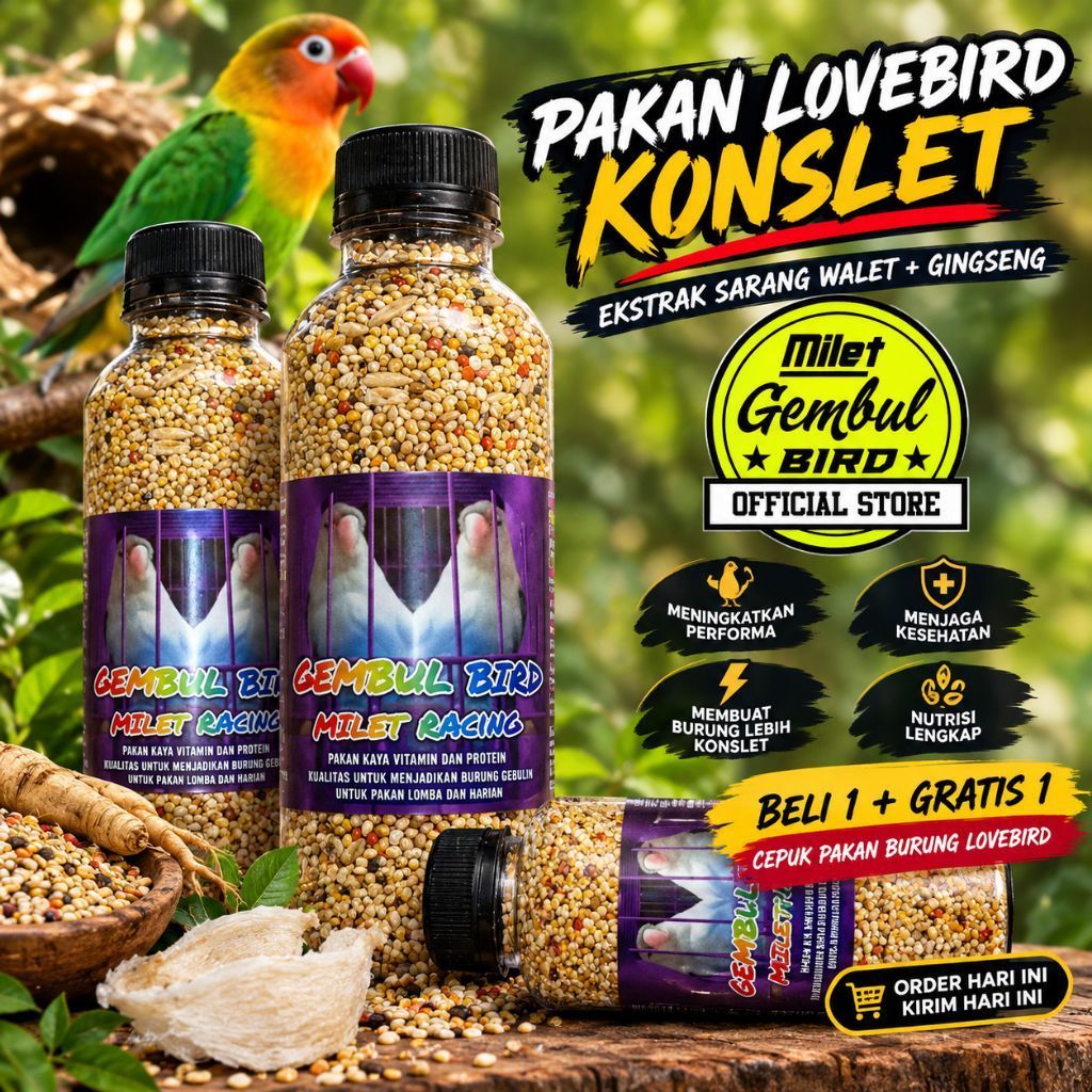 PAKAN LOVEBIRD KONSLET /  PAKAN LOVEBIRD /  PAKAN LOVEBIRD DOSIS TINGGI  /  MILET GEMBUL BIRD RACIKA