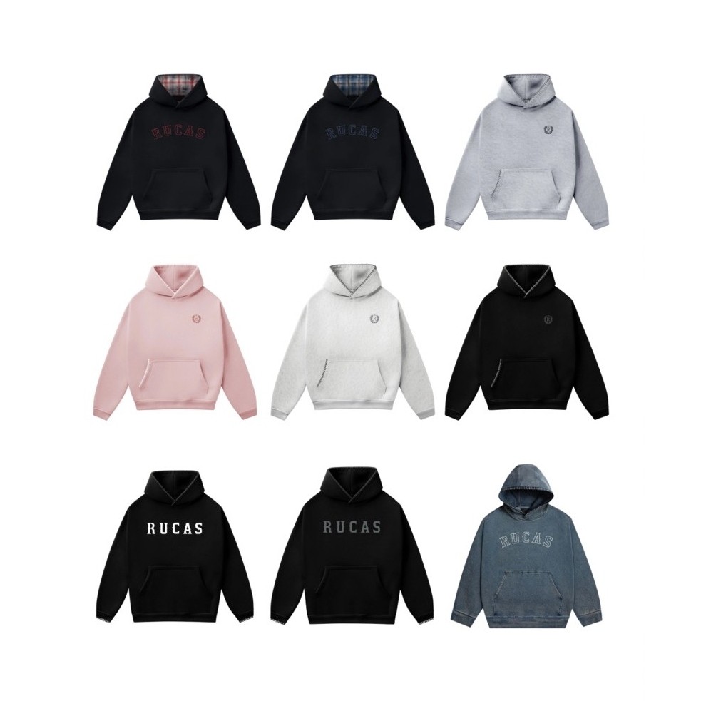 [ORIGINAL 100% & FREE PAPERBAG] Hoodie Rucas Ultra Stitch White Grey//Soft Pink//Black//Dark Grey//R