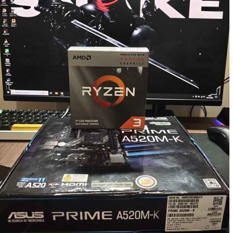 paket Ryzen 3 3200G mobo asus prime a520m k