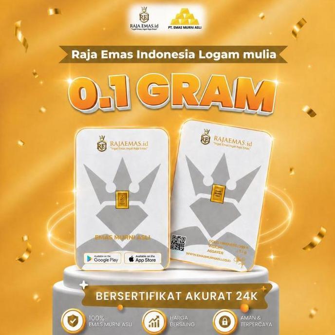Terlaris Raja Emas Indonesia Logam Mulia 0,1 Gram Emas Batangan 24K Bersertifikat