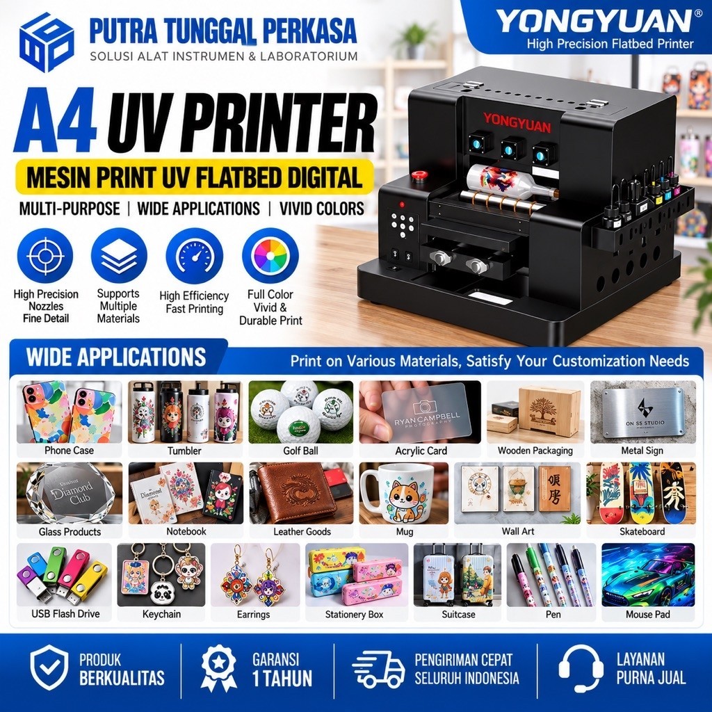 Mesin Printer UV Flatbed A4 Full Color Digital UV Printing Machine Printer Casing HP Tumbler Akrilik