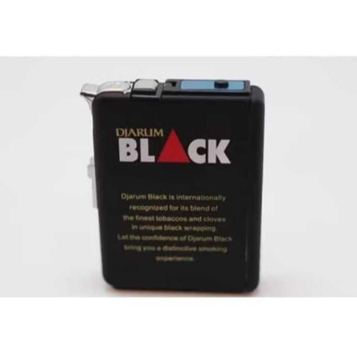 TOP Kotak Rokok Metal Plus Korek Api Las 3454 Tempat Rokok Hitam Polos Eksklusif Box Mancis Isi Ulan