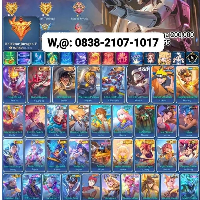 jual akun ml sultan