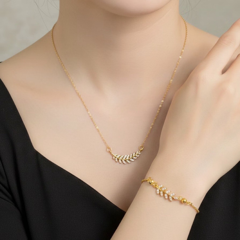 Set xuping kalung dan gelang model gelang serut dan kalung uk 45cm