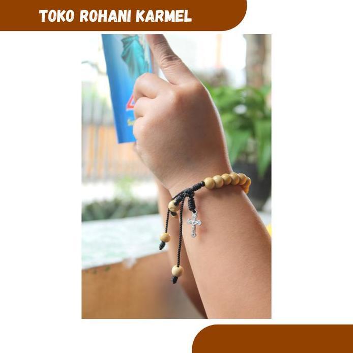 Gelang Rosario Kayu / Gelang Salib / Gelang Rohani / Kontas / Gelang Pria / Gelang Wanita Hot