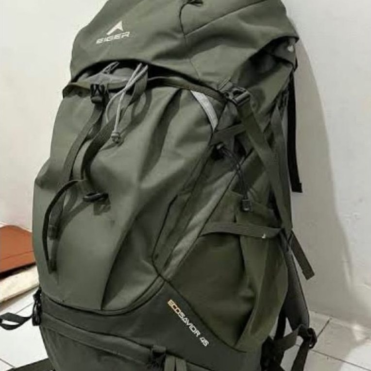 PRELOVED TAS EIGER ECOSAVIOR 45L RUCKSACK GREEN OLIVE - RANSEL EIGER - TAS GUNUNG EIGER - TAS CARRIE