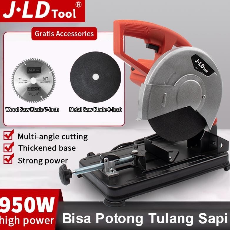 JLD 8" Mesin Potong Besi Metal Speed Cutter Bone Saw Cut Off Machine Chop Saw 950W Gergaji Mitra J20