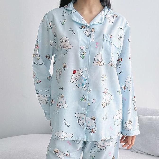 Dt1 >> Piyama Katun Celana Panjang Lengan Panjang - Pp - Piyama Wanita