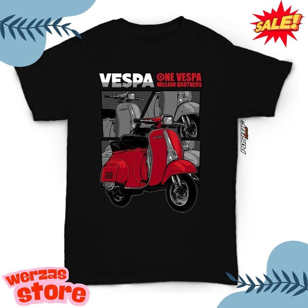 Cod Positif Merch - Baju Kaos Anak Motor Vespa Merah Laki Perempuan