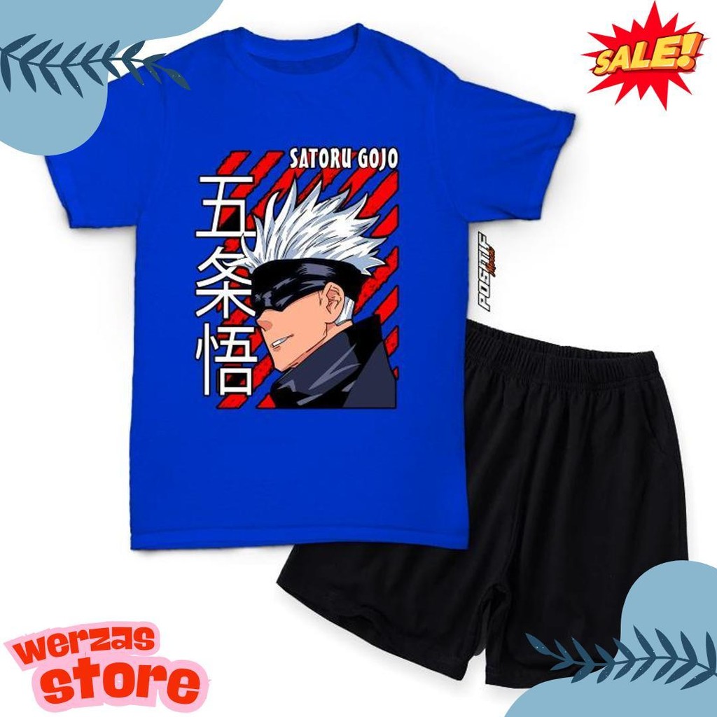 Wajib Punya Positif Merch Baju Kaos Anak Setelan Anime Satoru Gojo Laki Perempuan
