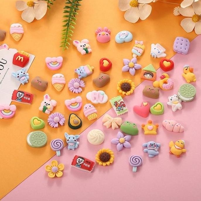 50 Pcs3D Timbul Botol Paket Resin Kartun Bahan Hiasan Aksesoris - Clay Resin Karakter Resin Clay Kar