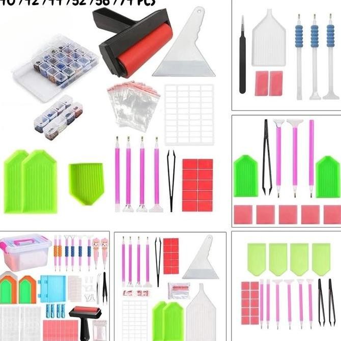 

-40/42/44/52/56/74Pcs 5D Diamond Painting Kit Cross Stitch Tool Diamond Painting Set Diy Tool Embroidery Kit Peralatan Alat Diy Diamond Painting Tools Set Diamond Painting Kit Set Lengkap Tools Diamond Painting Allshop