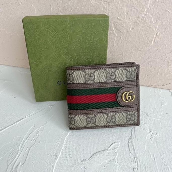 Gucci Gg Ophidia Bifold Wallet In Beige/Ebony 8Cc+2Bill Compartments