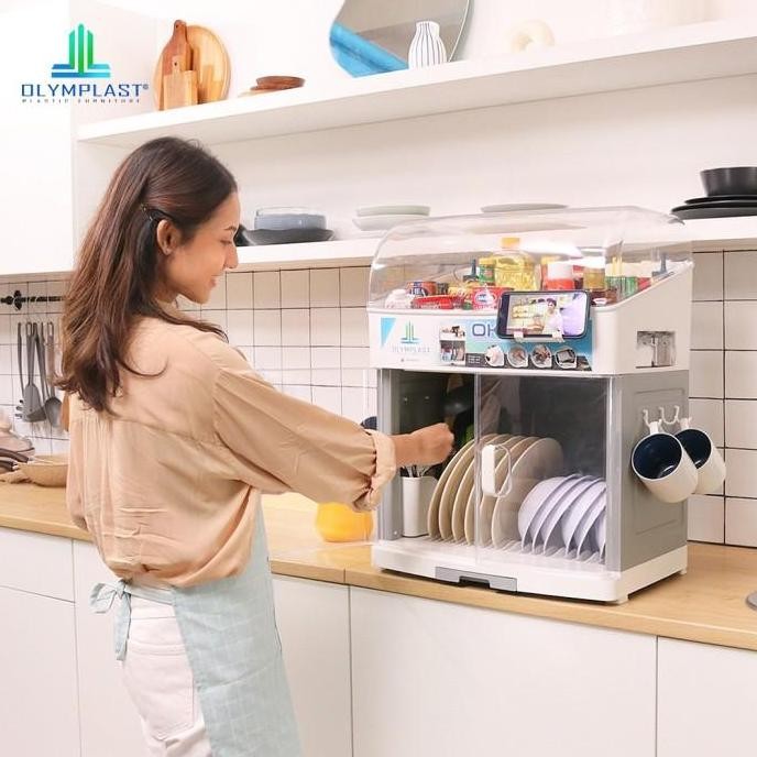 (CARGO) Olymplast OKS Rak Lemari Piring Tutup Kitchen Storage Plastik
