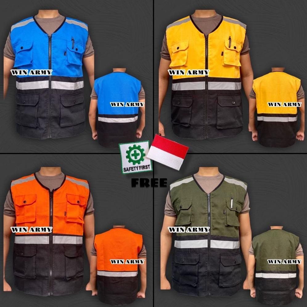 Rompi Proyek Rompi Safety Rompi Tambang Rompi Kain Rompi k3 Rompi 5 Kantong Rompi Kerja Lapangan Out