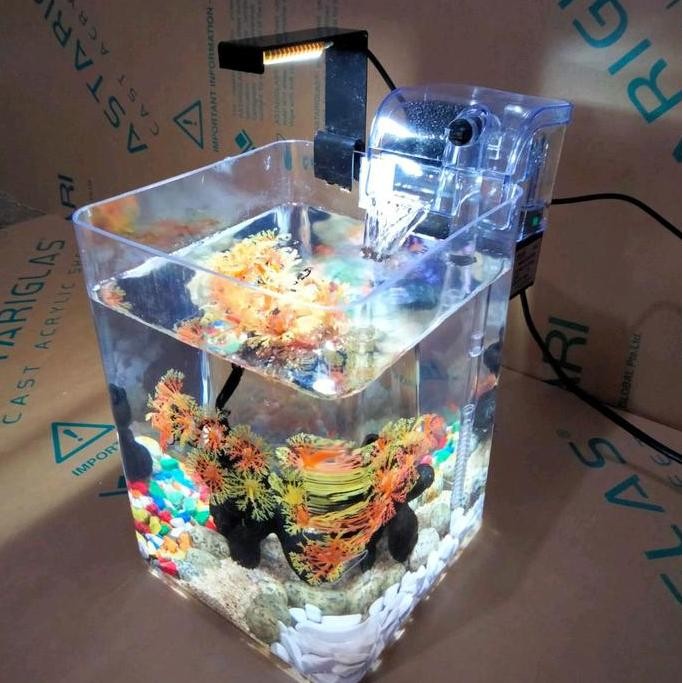 Paket Akuarium Mini Dan Filter Air Terjun