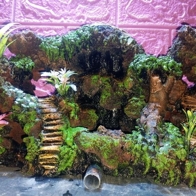 Hiasan Aquarium Tebing Air Terjun Larvarok 3D