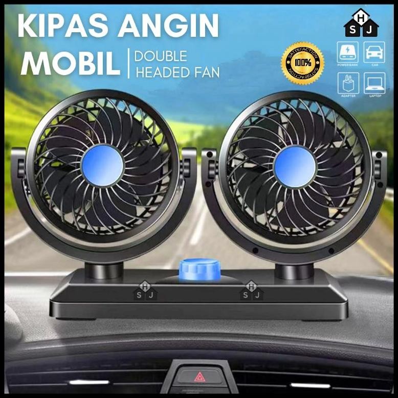 Diskon Kipas Mobil 12 Volt Double Fan / Kipas Angin Mobil / Car Cooling Double Fan / Kipas Dasbor Mo