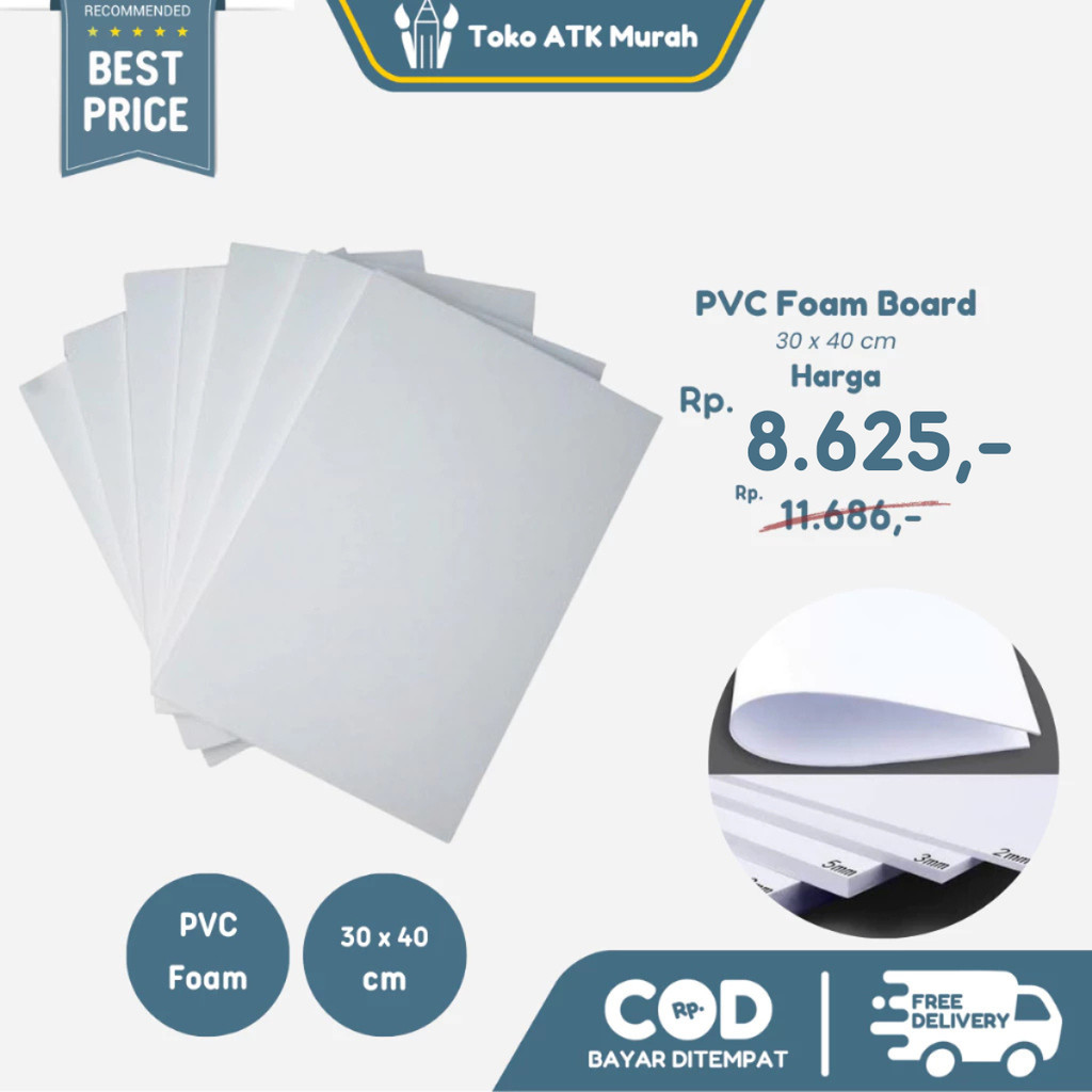 PVC Board 30 x 40 cm / Papan Pvc / 1 mm / 2mm / 3mm / 4mm / 5mm Foam Board