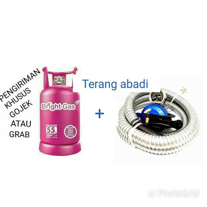 Tabung gas Bright 5.5kg +isi+Regulator STAR CAM meter dan selang gas CO