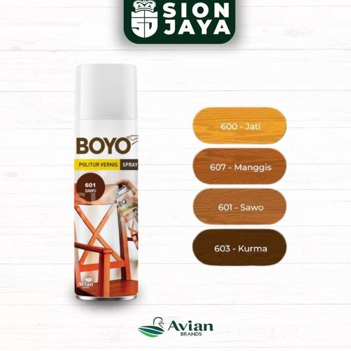 Cat Semprot/ Cat Plitur / Politur / Avian Boyo Politur Spray 400ml Coklat Kayu varian Jati, Manggis,