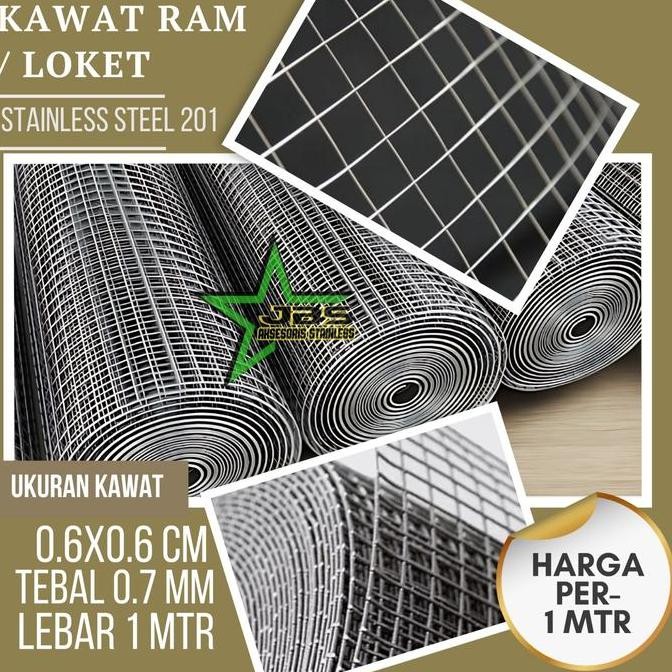 populer] KAWAT RAM STAINLESS 6MM6MM0,7MM1MTR KAWAT LOKET MESH STAINLESS 201