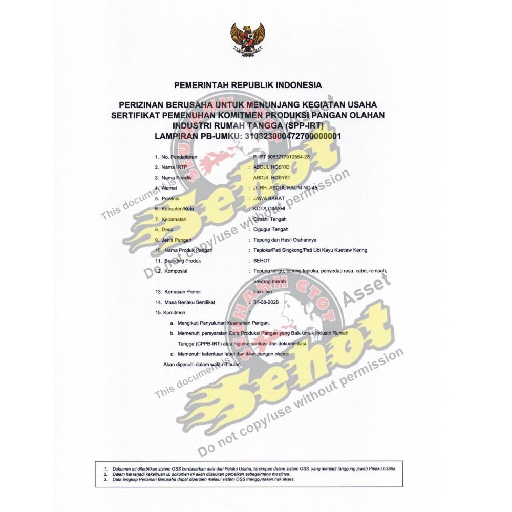 

Paket Usaha 12 Bks Baso Aci Garut Abah Aceng ( Bocigar )