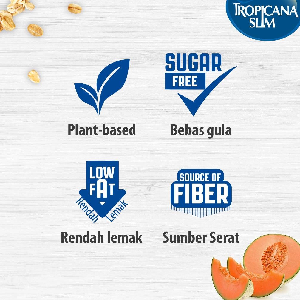 

1 Karton - Tropicana Slim Oat Drink Japanese Cantaloupe Melon 190 Ml (Rtd) - Minuman Oat Vegan Plant Based Bebas Gula