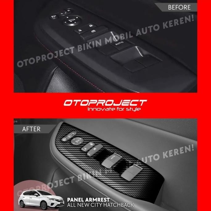 Otoproject - Panel Armrest A.N City Hatchback (4 Doors) Carbon | Cover Armrest City Hatchback